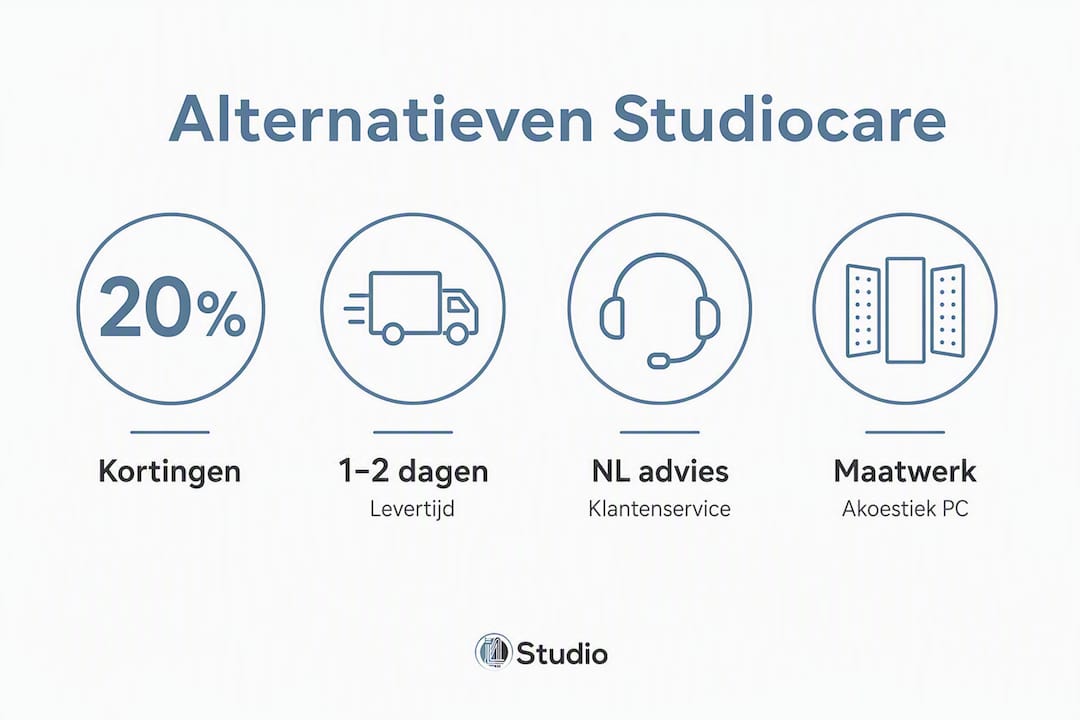 A clear infographic showing the key figures for Studiocare alternatives