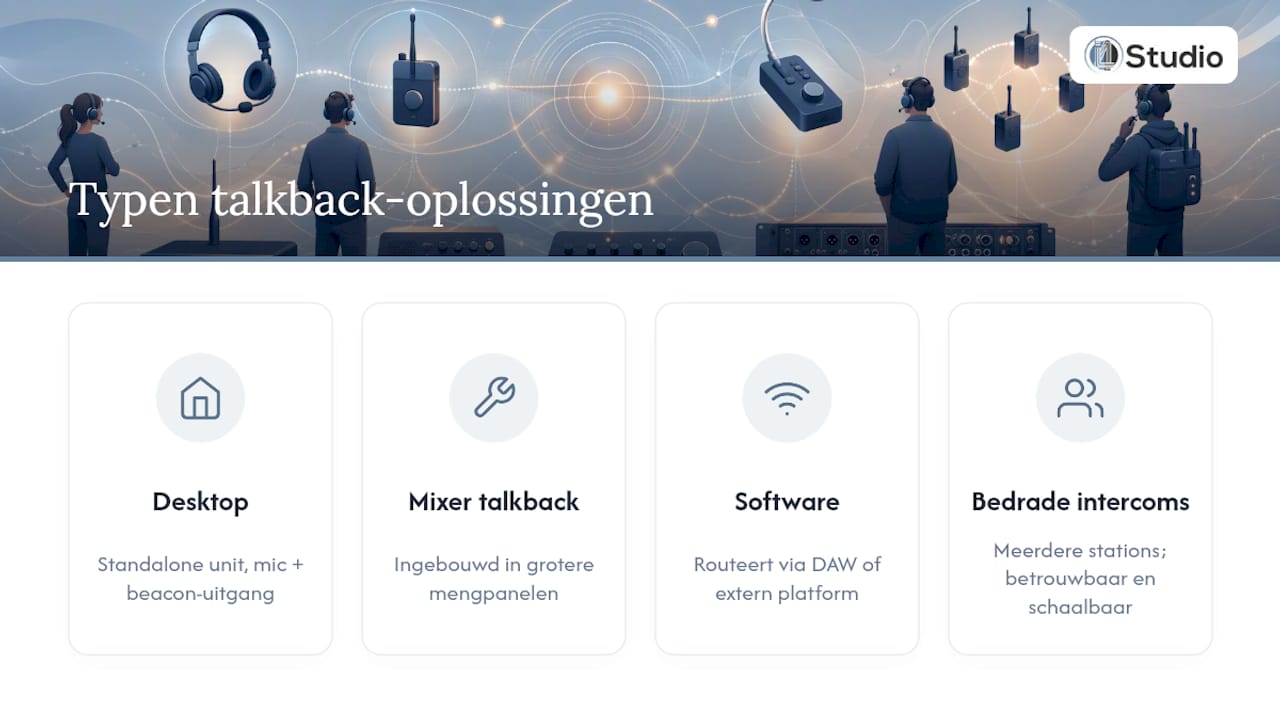 Schema met vier soorten talkback-oplossingen
