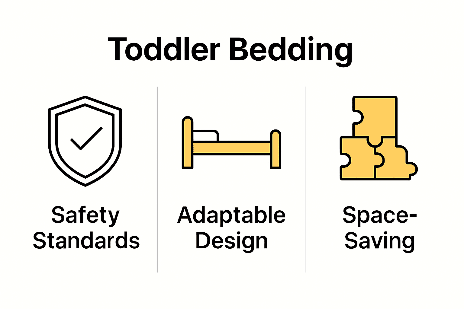Infographic comparing safety, adaptability, and space-saving features of convertible toddler beds