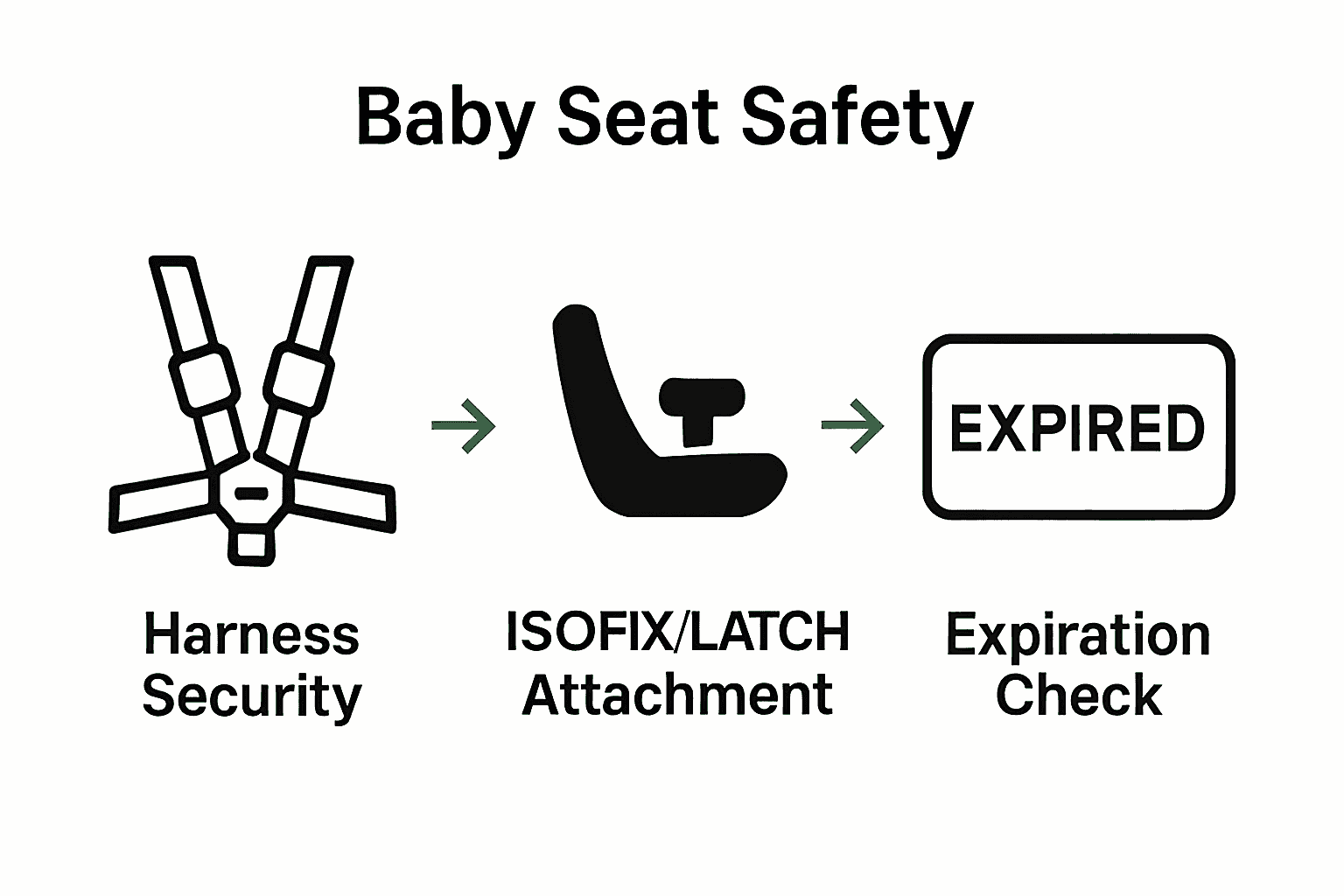 Infographic comparing harness, ISOFIX, and seat expiration.