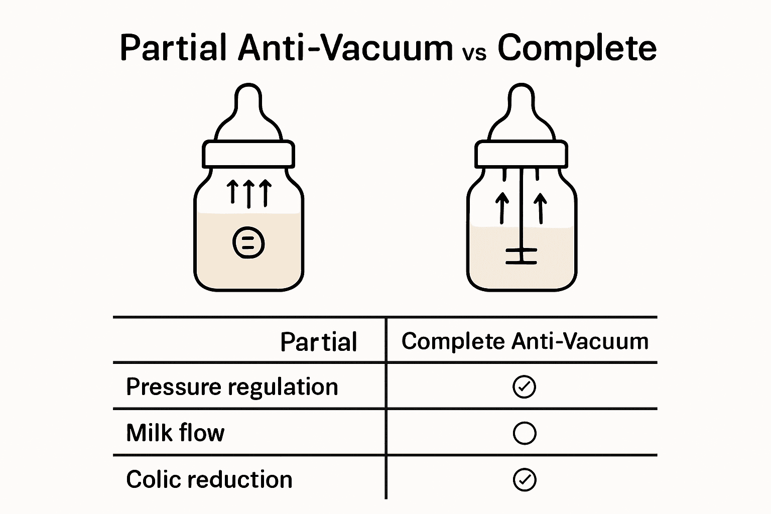 Infographic comparing baby bottle vent types and effectiveness