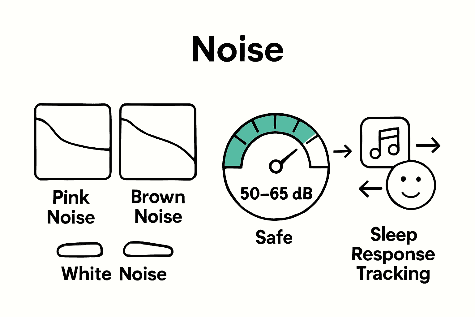 Infographic comparing sound profiles and safe decibel level for infant sleep