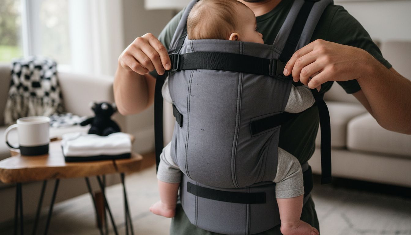 adjusting baby carrier straps