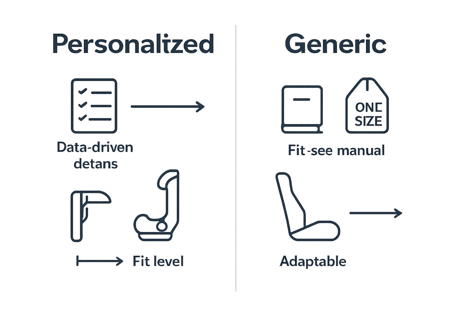 Infographic showing differences between personalized and generic car seat recommendations