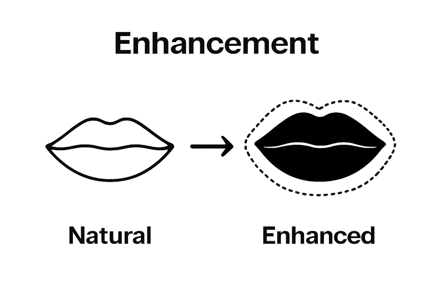 Before and after visual of lips with and without liner