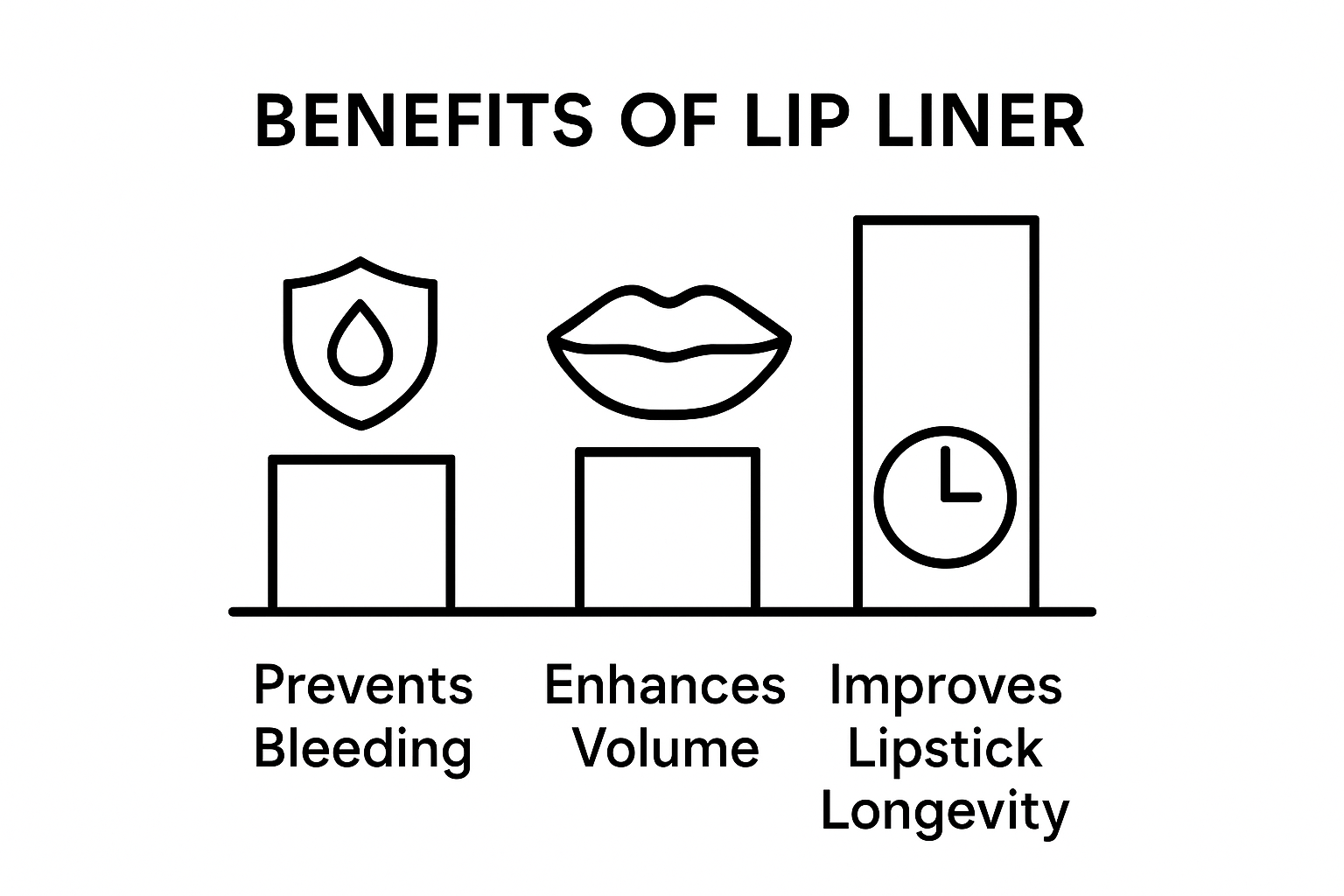 Infographic showing the top three benefits of lip liner