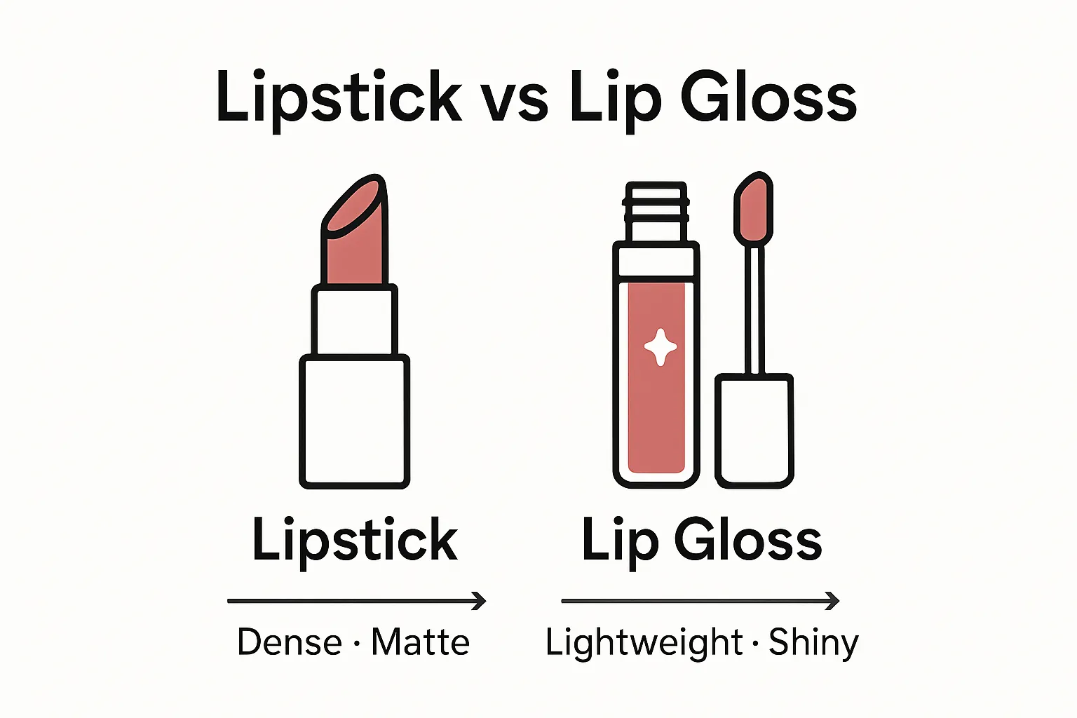 Lip gloss versus lipstick visual comparison