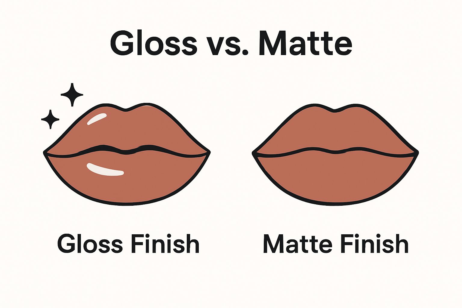 Gloss versus matte lipstick finish comparison