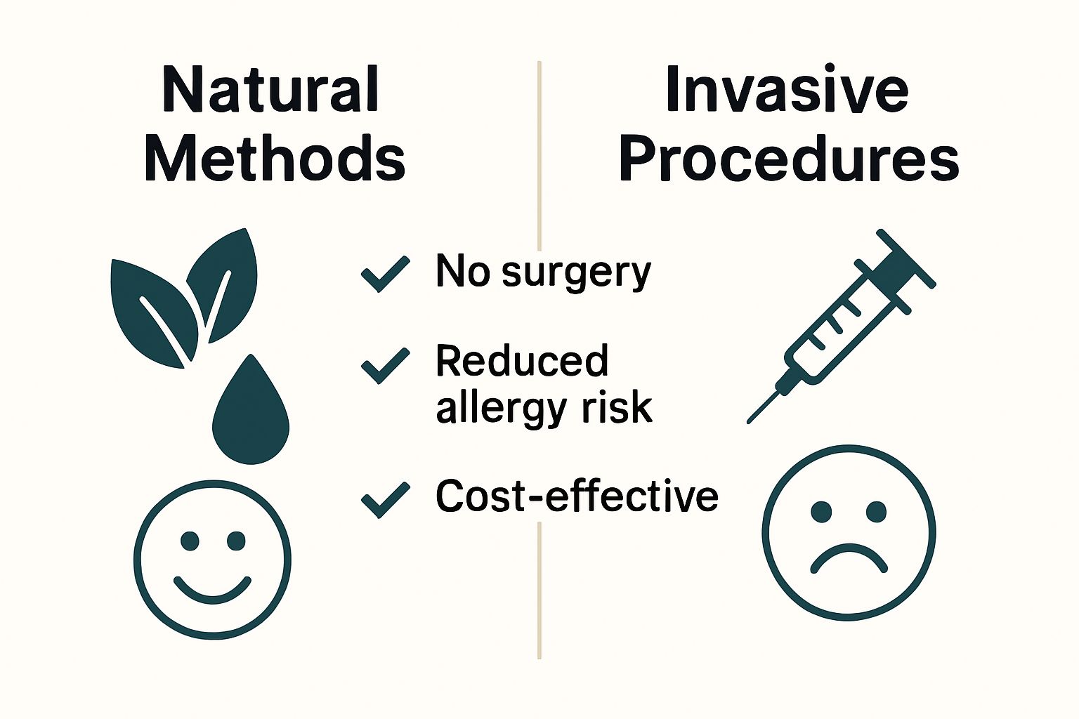 Infographic comparing natural lip enhancement with invasive procedures