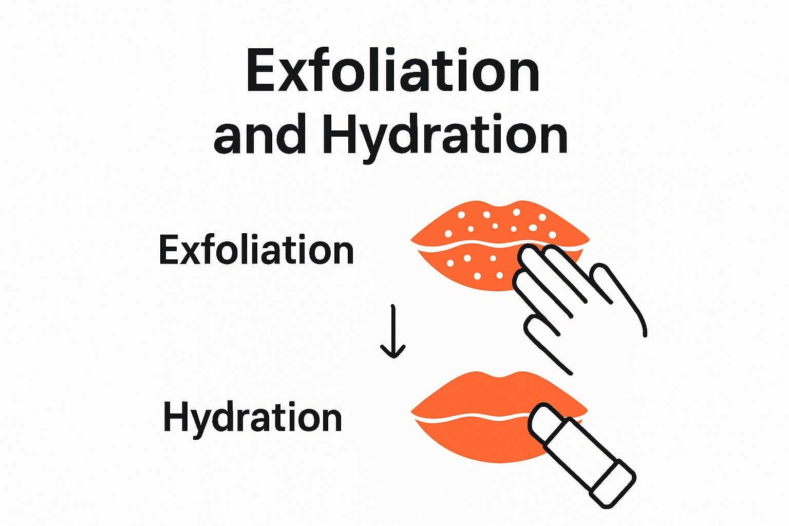 Infographic showing exfoliation and hydration steps for lips