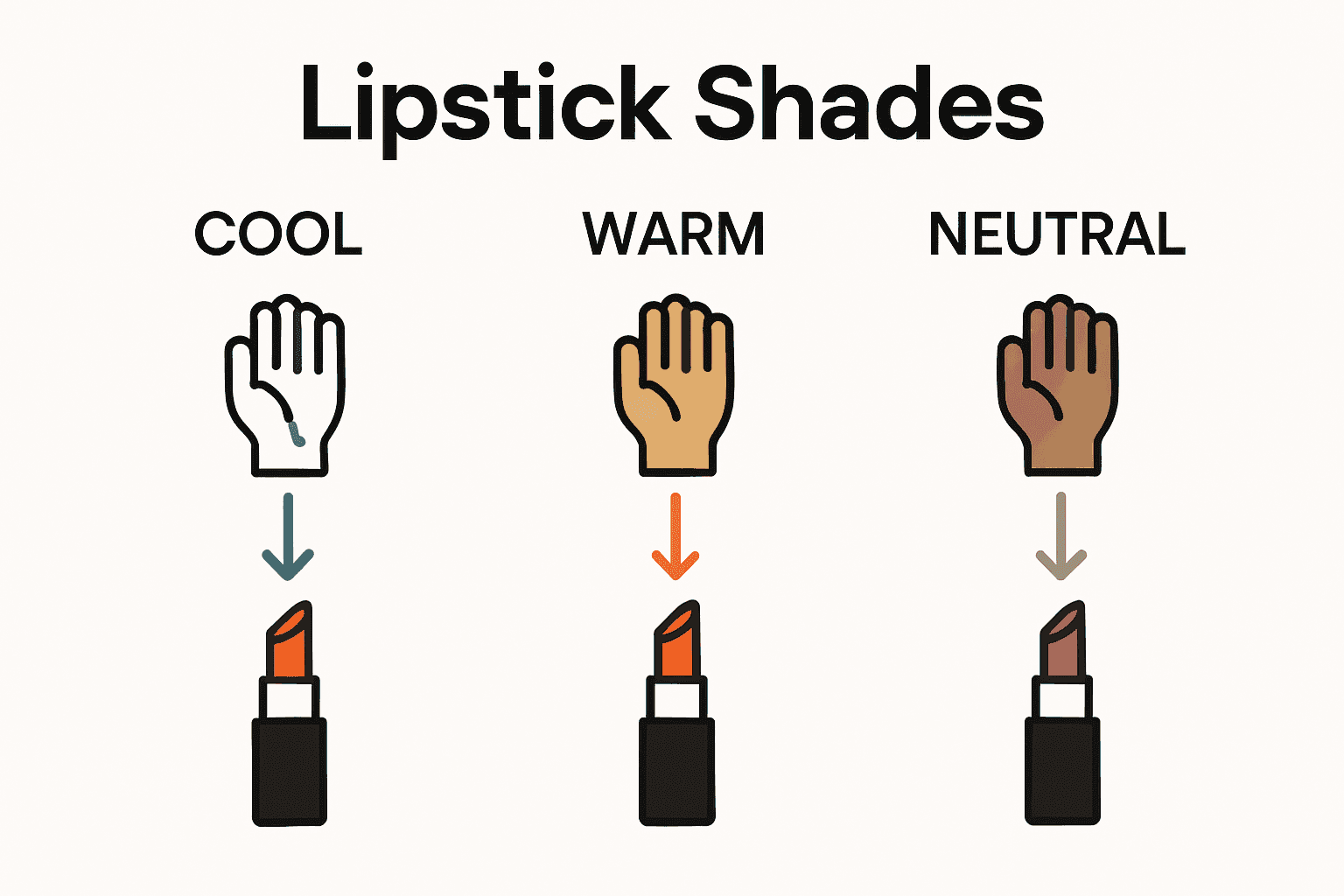 Infographic mapping lipstick shades to different undertones using icons and color swatches.