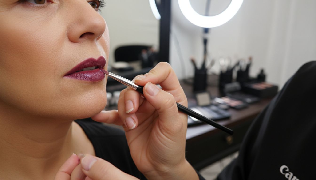 professional lip color application