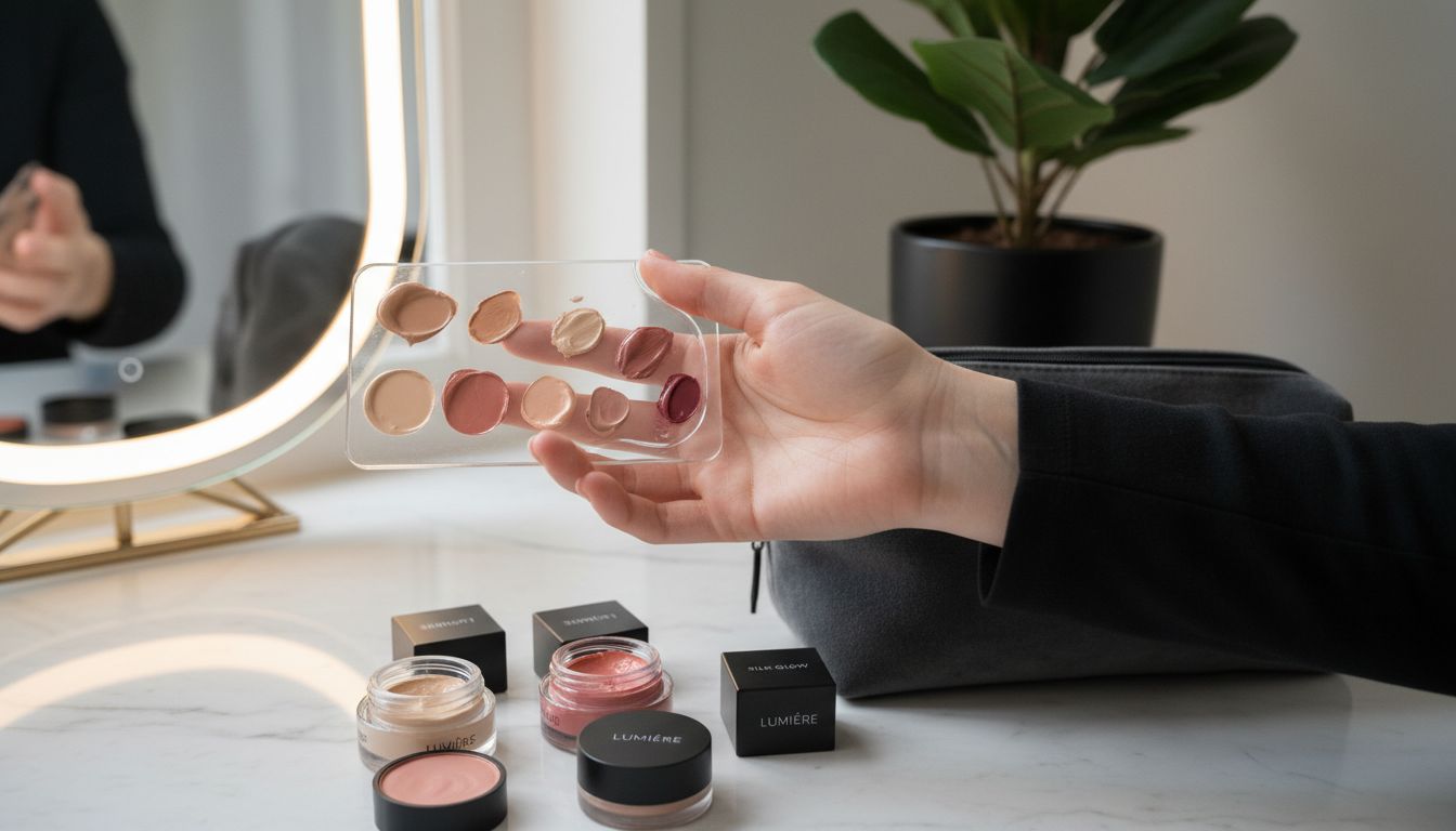 Creamy makeup formulas on modern vanity