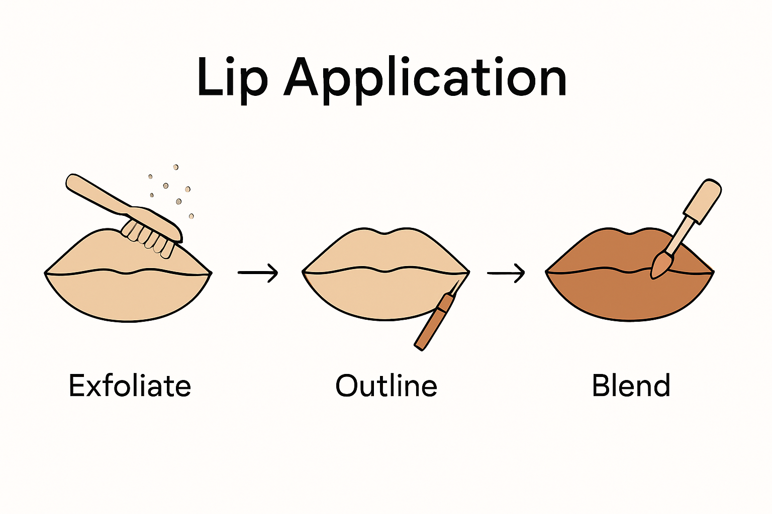 Three-step lip liner application infographic