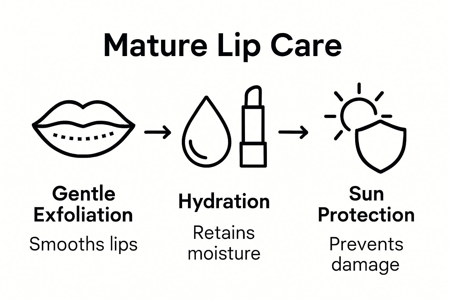 Infographic mature lip care steps visualized