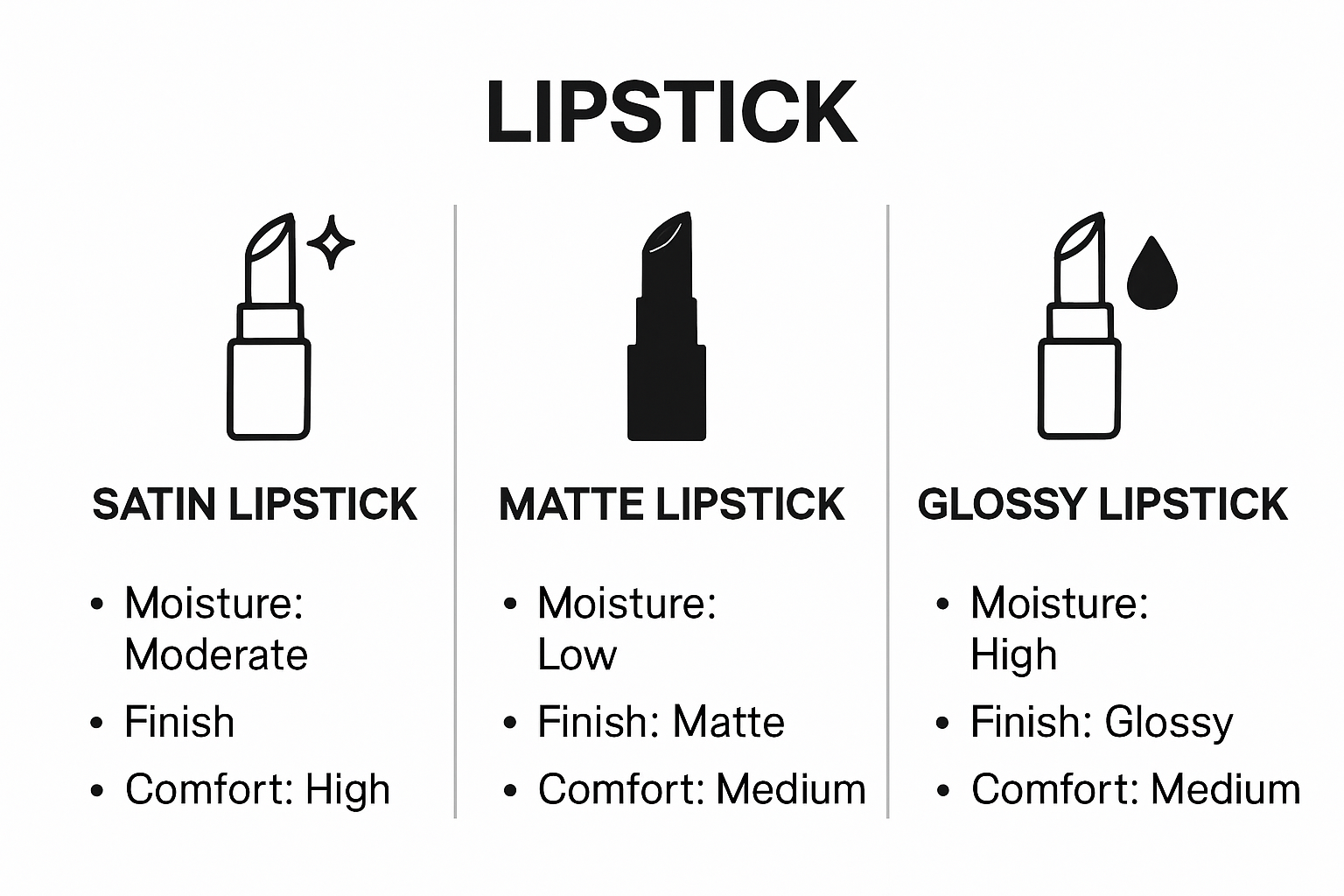Comparison infographic of lipstick types