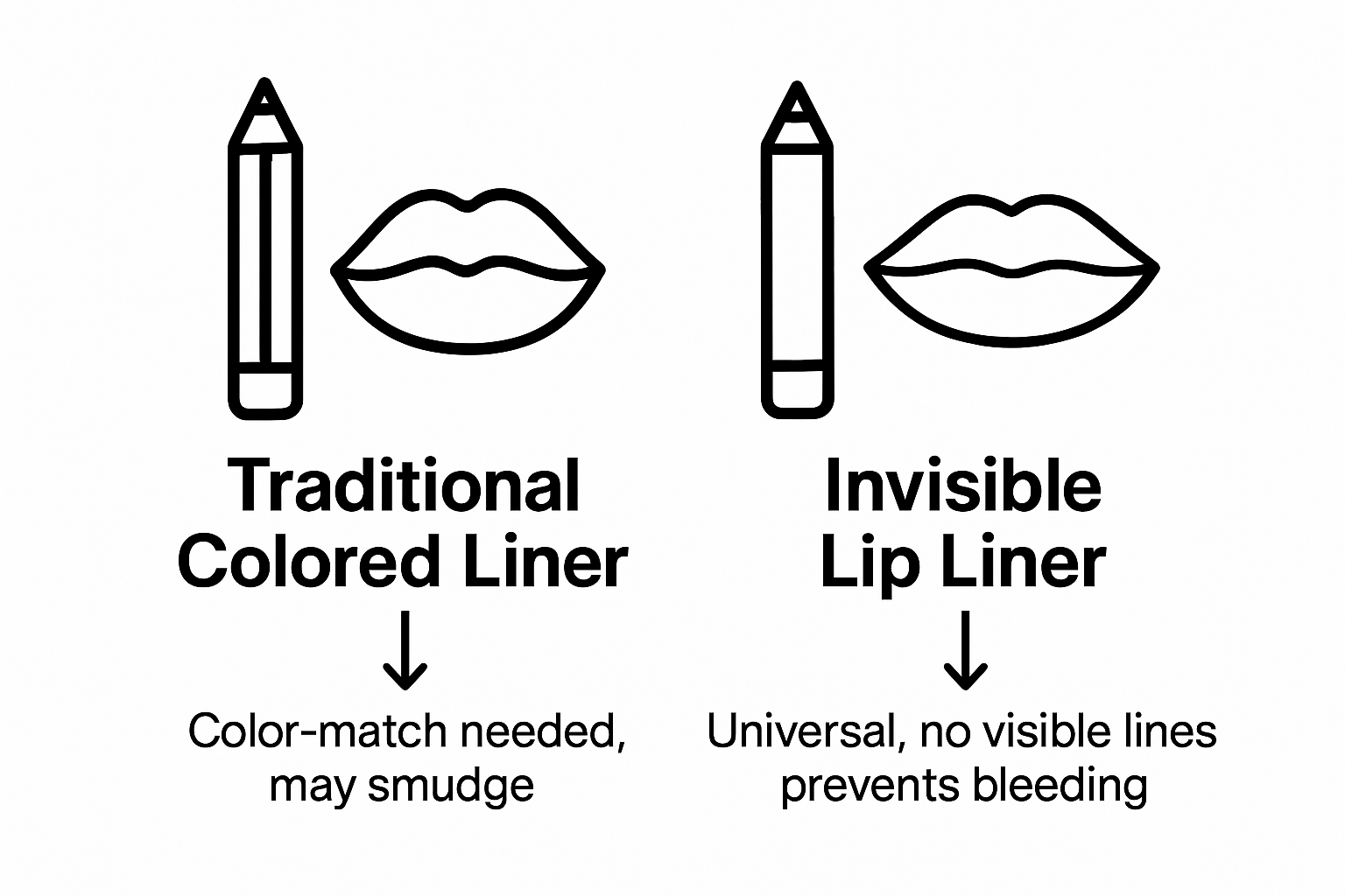 Infographic comparing invisible and colored lip liners