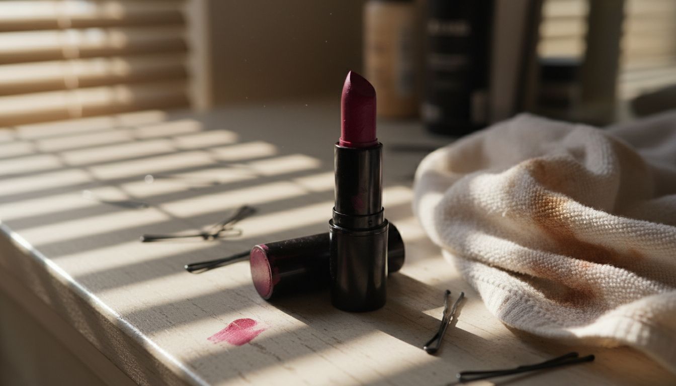 Closeup of high pigment lipstick and vanity