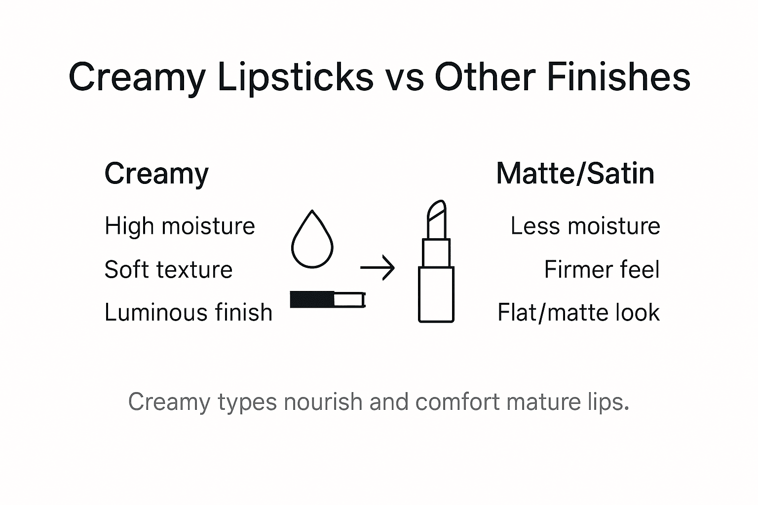 Infographic comparing creamy lipstick hydration benefits