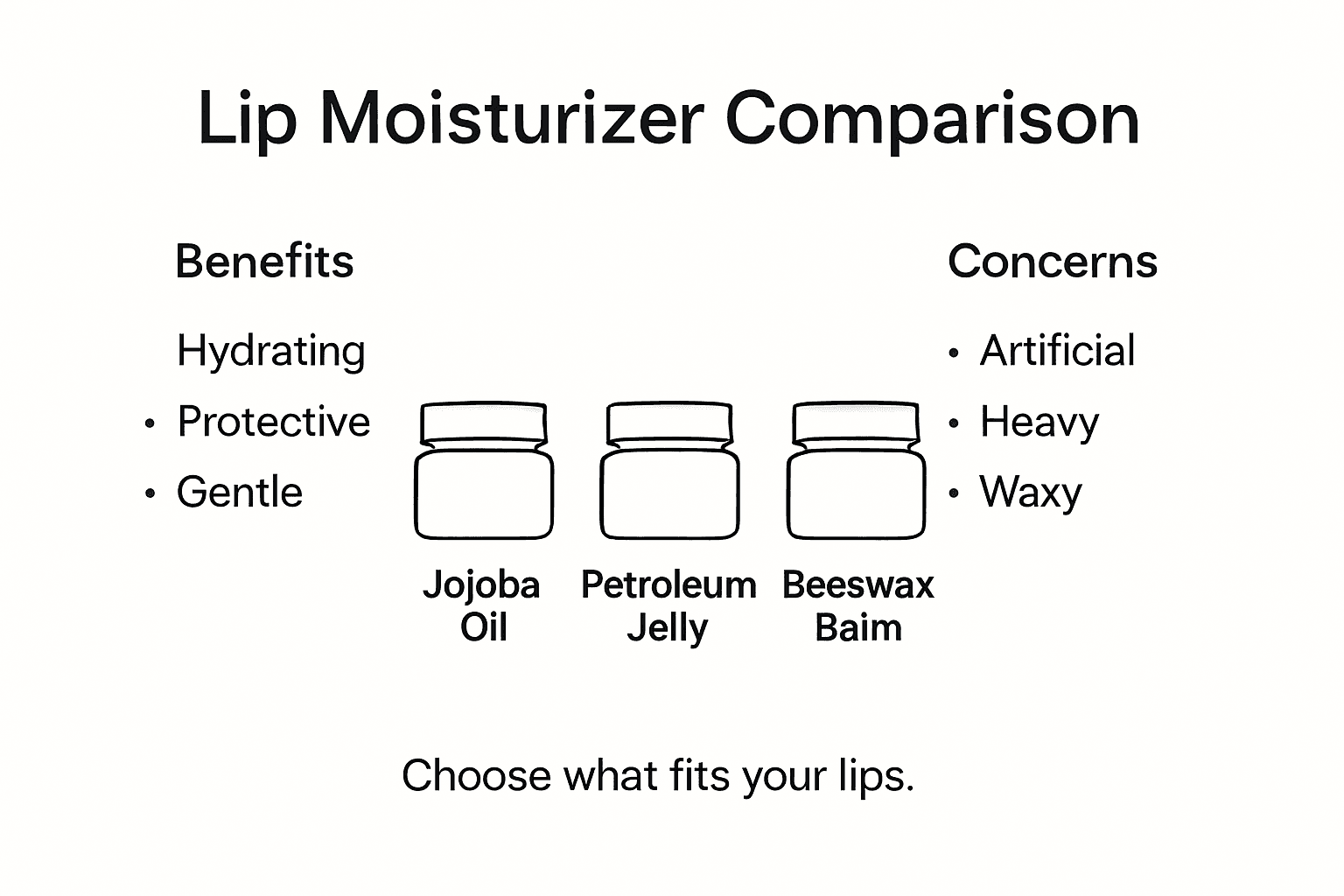 Infographic comparing jojoba oil and lip balms