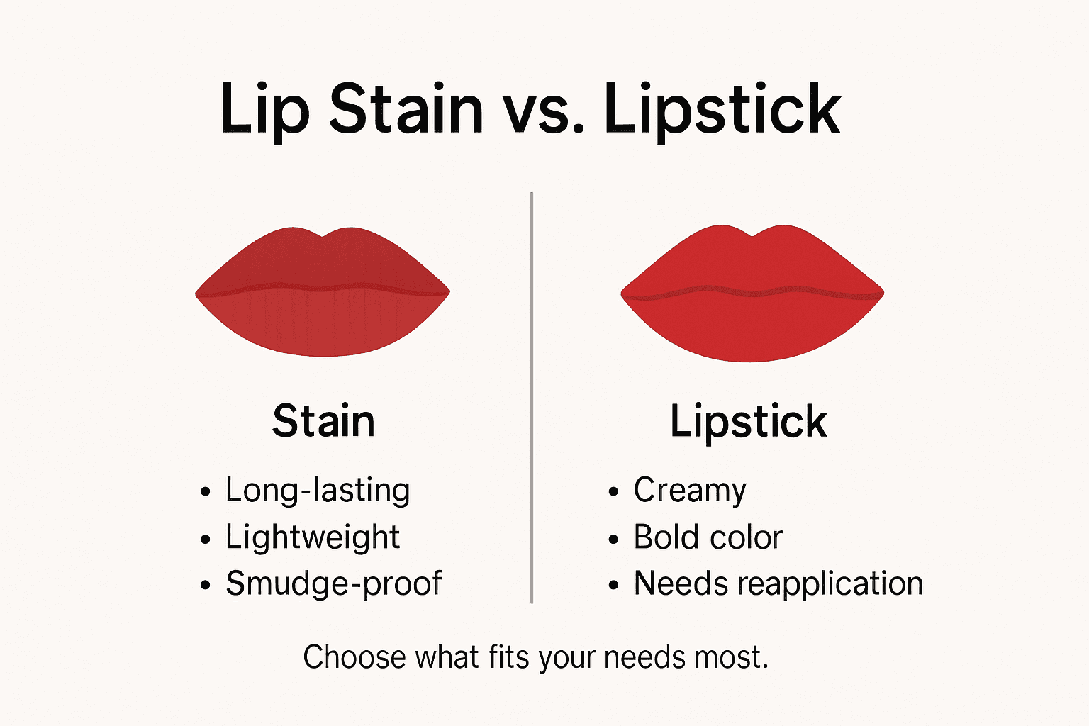 Infographic comparing lip stains and lipstick