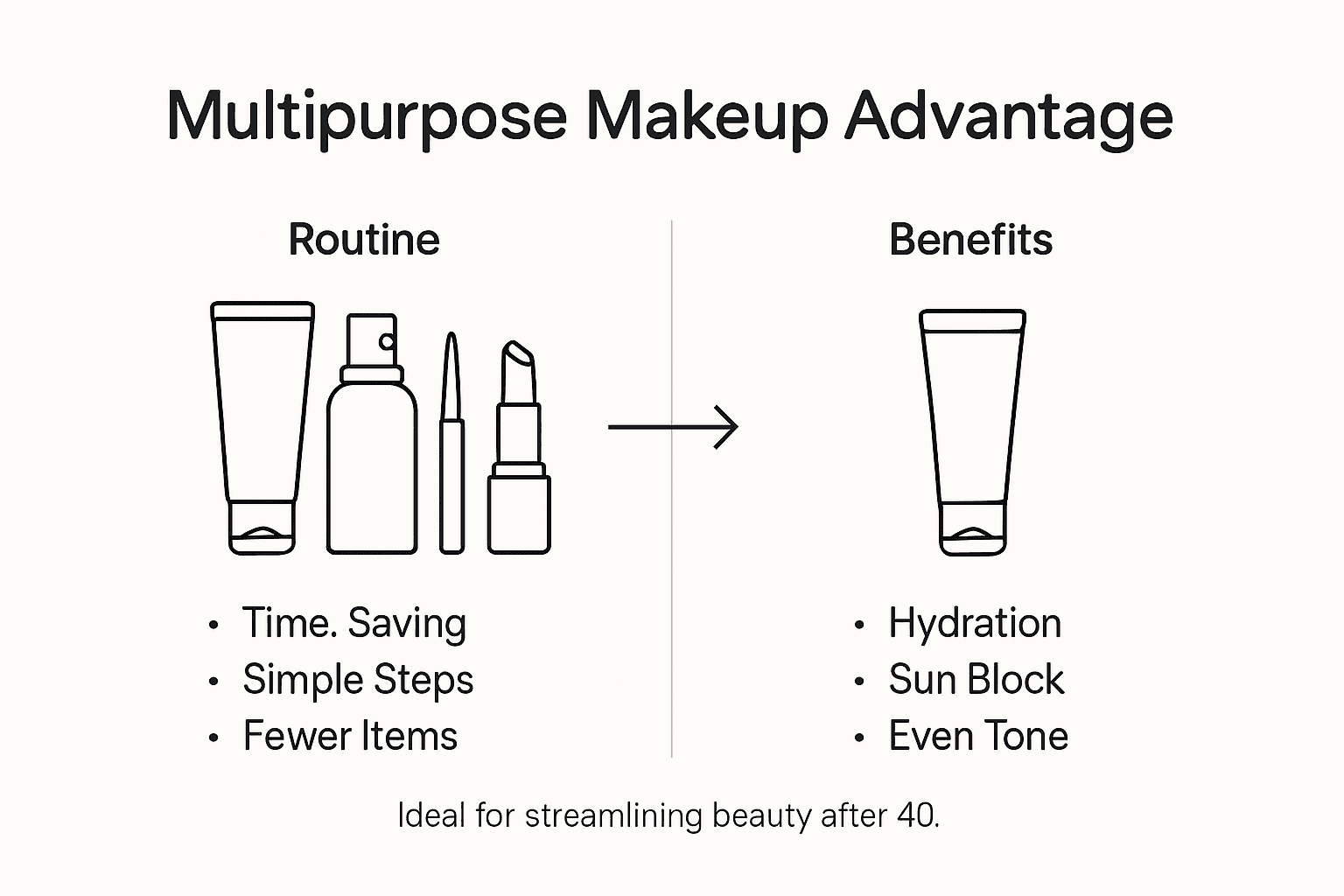 Infographic showing multipurpose makeup key advantages