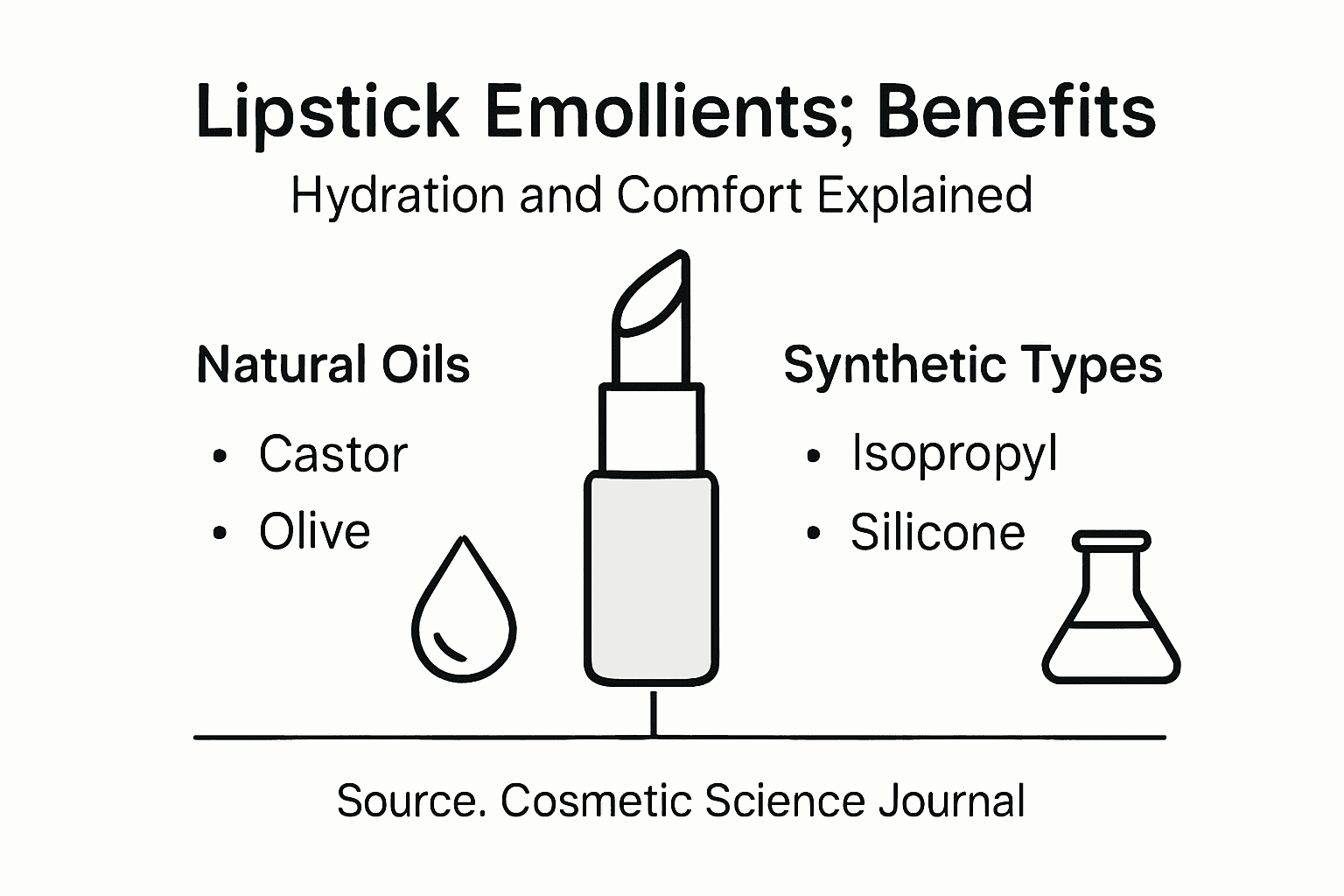Infographic showing emollient benefits in lipstick