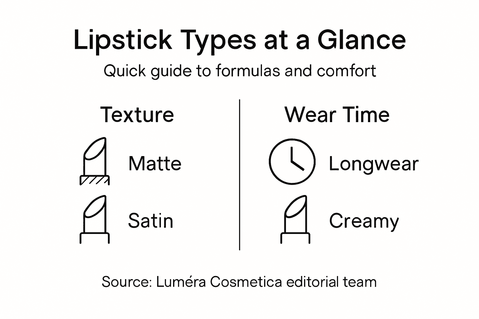 Infographic comparing common lipstick types