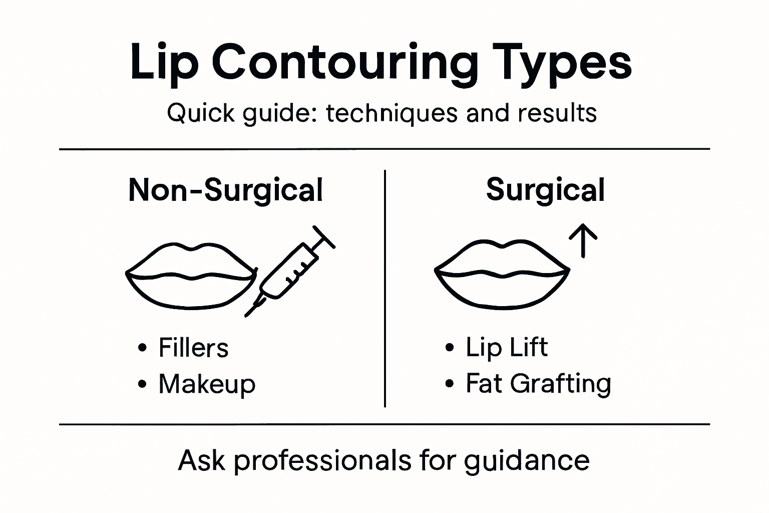 Infographic summarizing lip contouring types