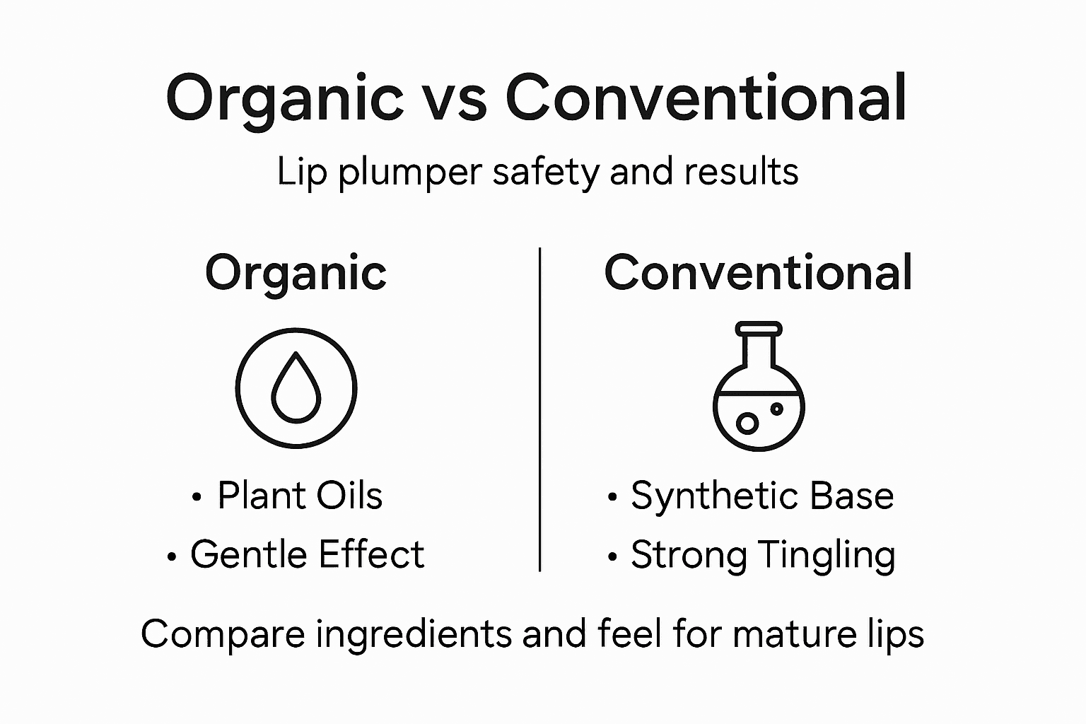 Infographic comparing organic and conventional lip plumper