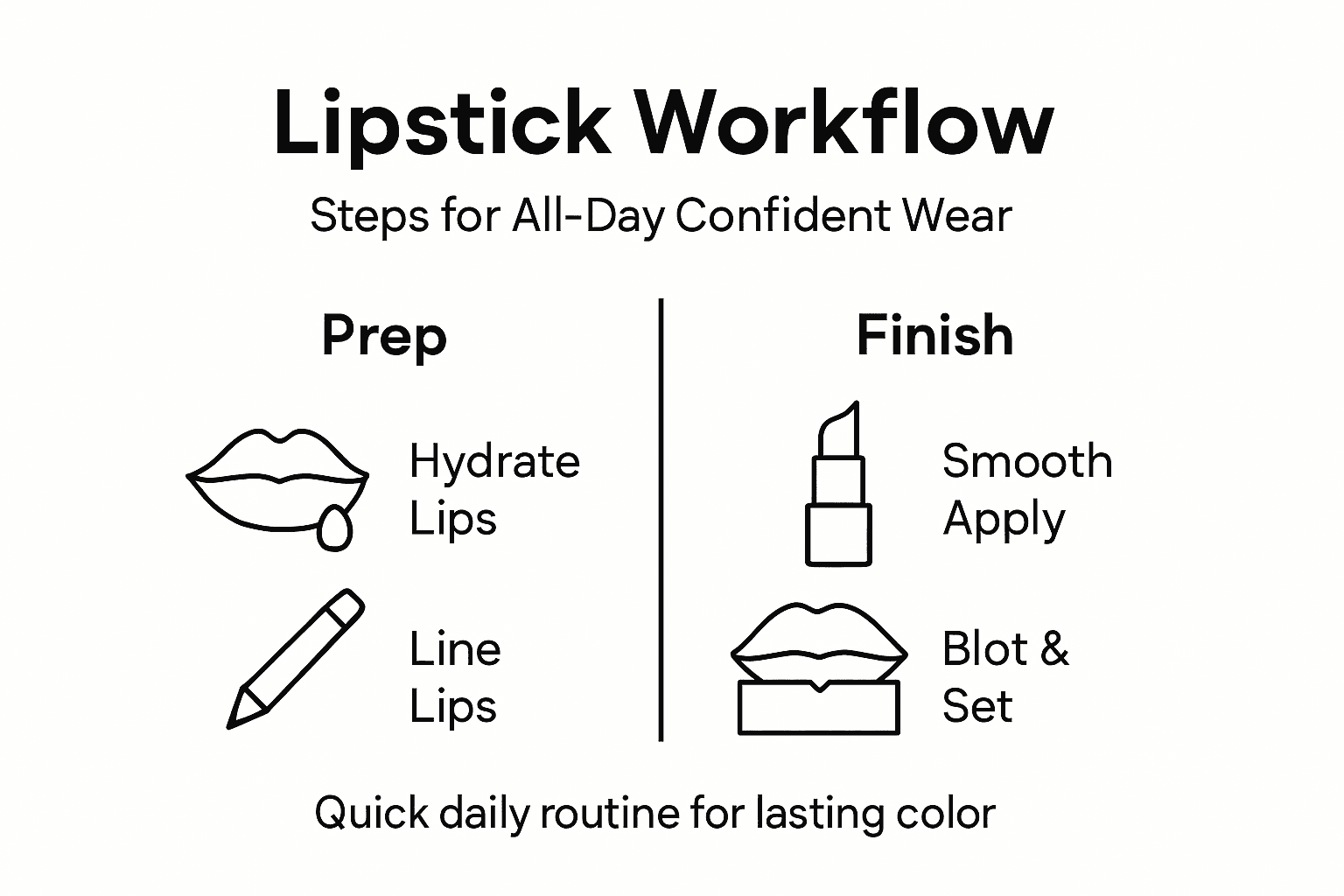 Infographic showing lipstick workflow steps