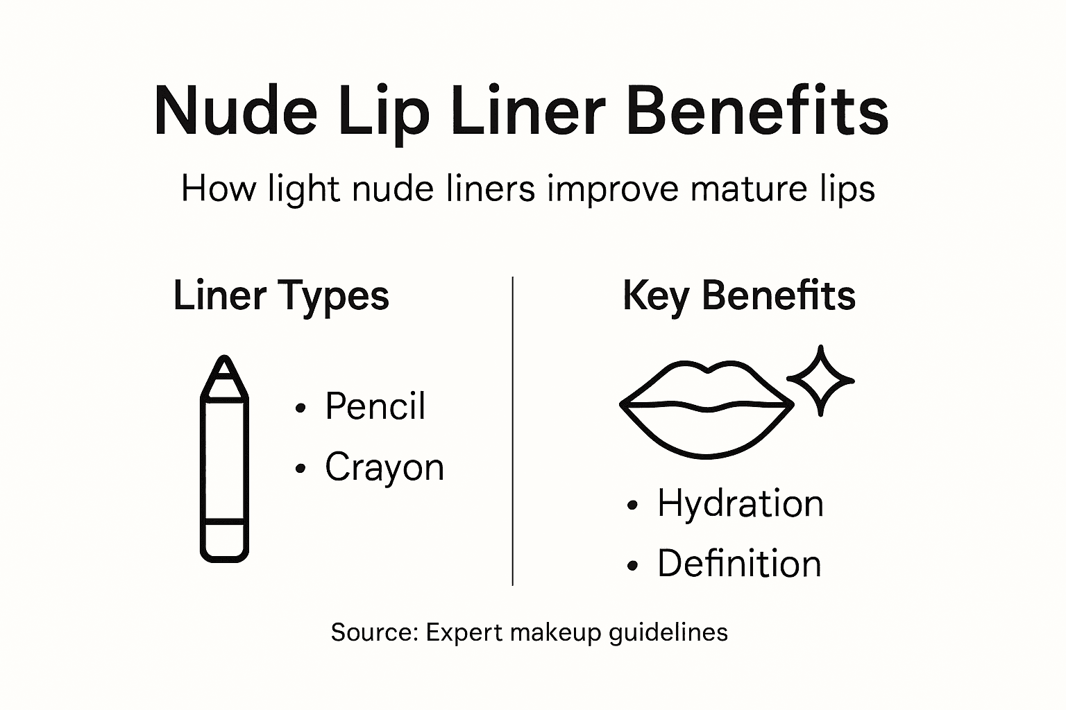 Infographic showing liner types and benefits for mature lips