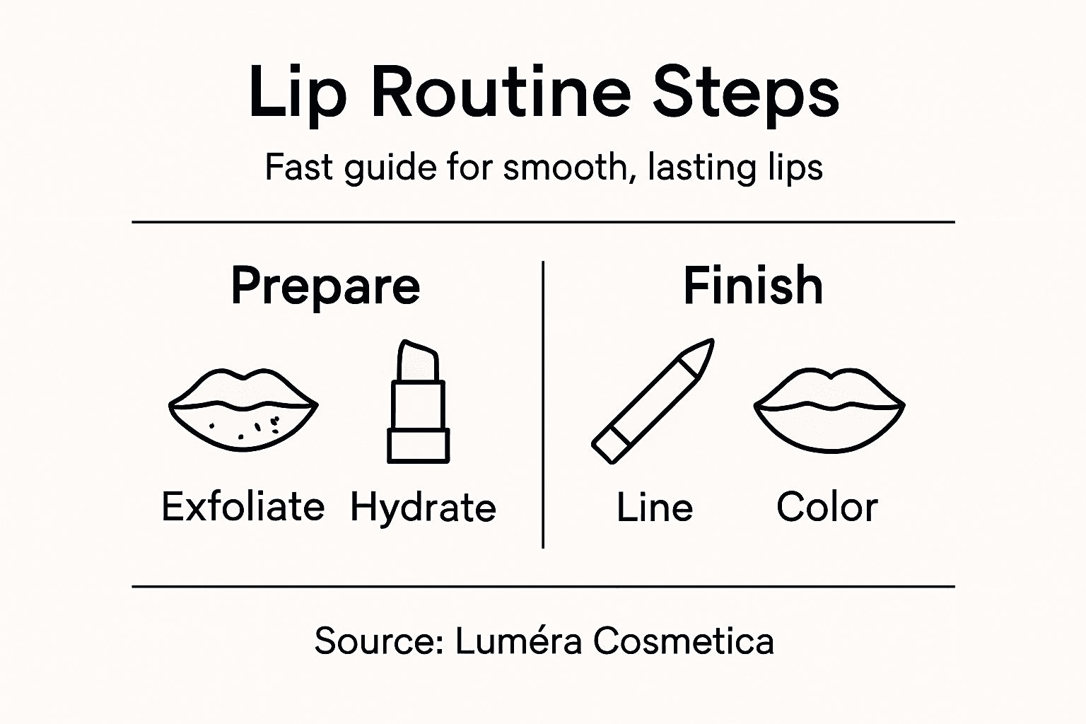 Infographic showing lip makeup routine steps