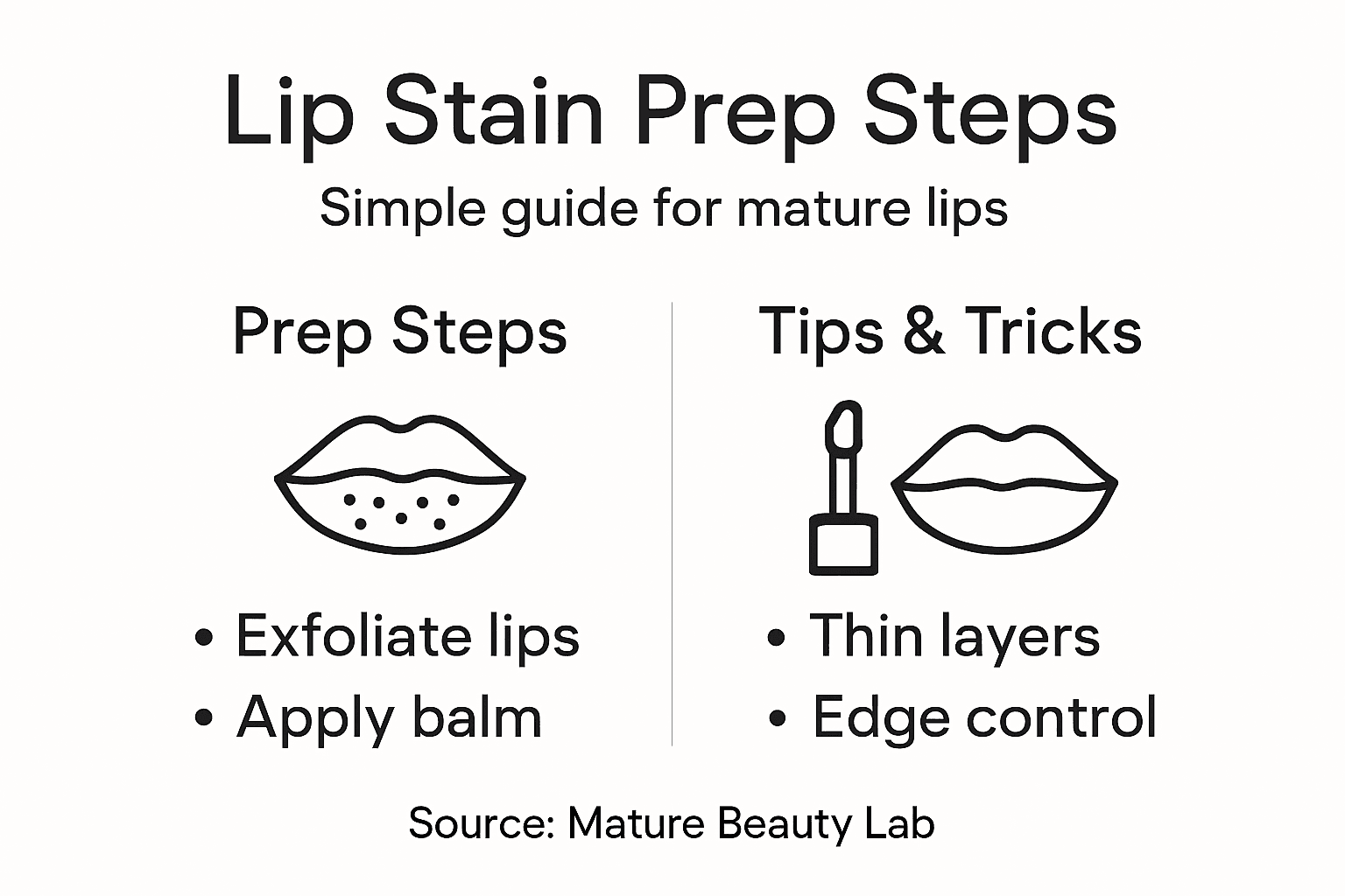 Infographic with lip stain prep for mature lips