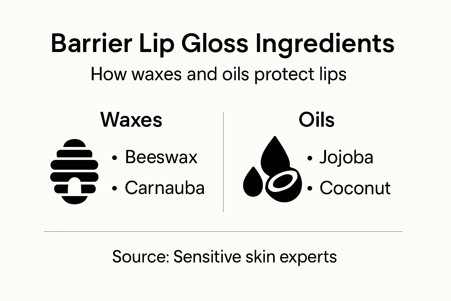Infographic comparing wax and oil barriers in gloss