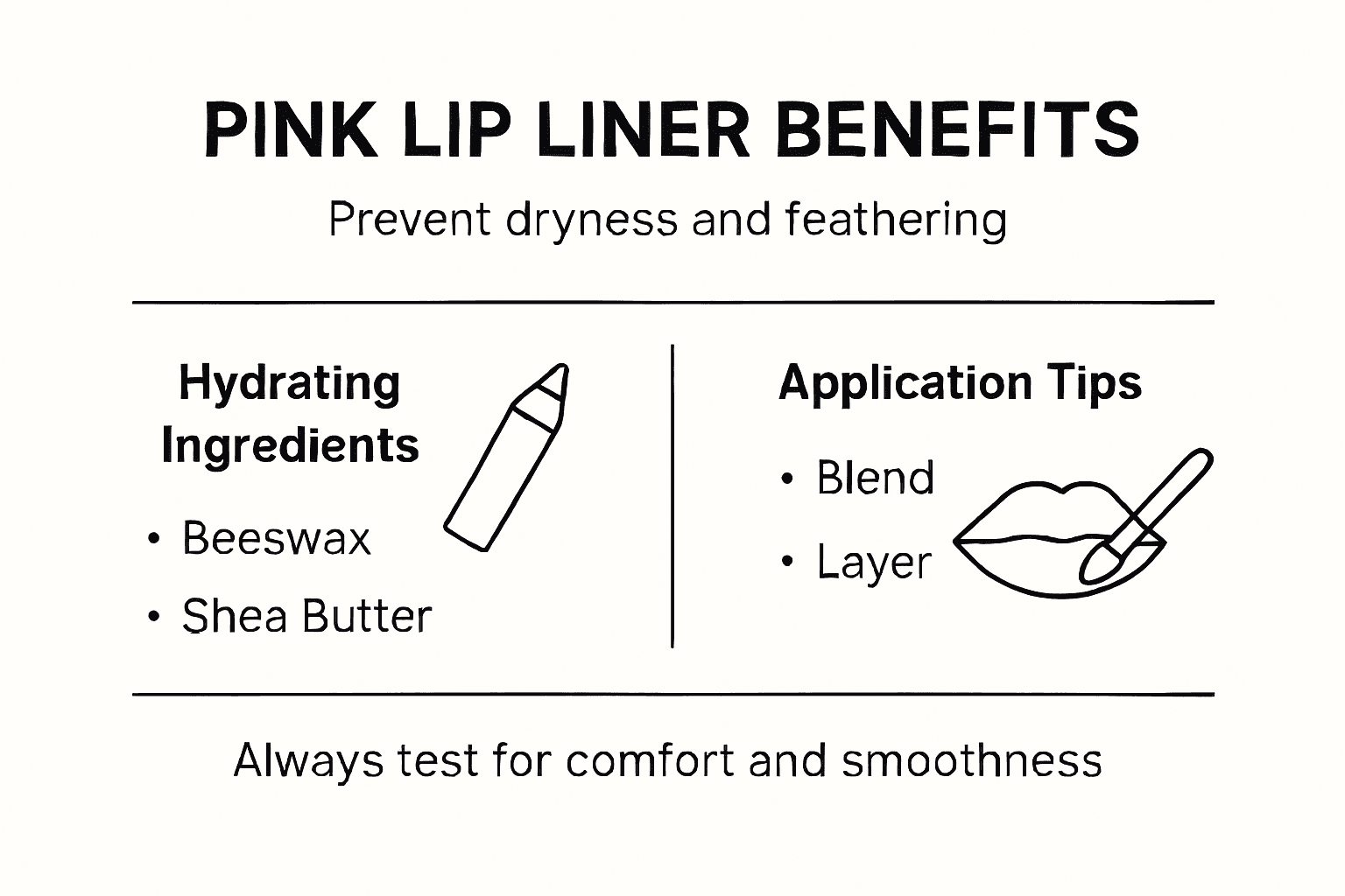 Infographic summarizing pink lip liner benefits
