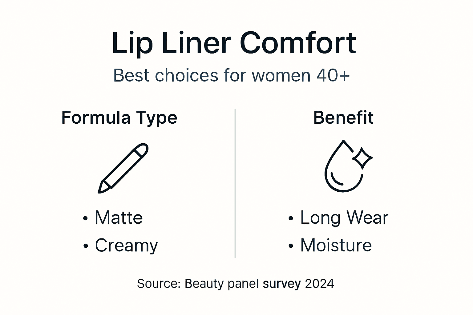 Infographic comparing lip liner formulas and benefits
