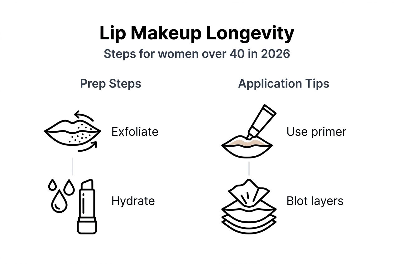 Infographic outlining lip makeup routine steps