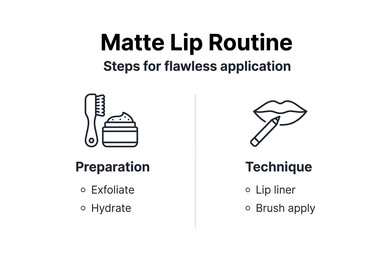 Infographic showing matte lipstick step summary