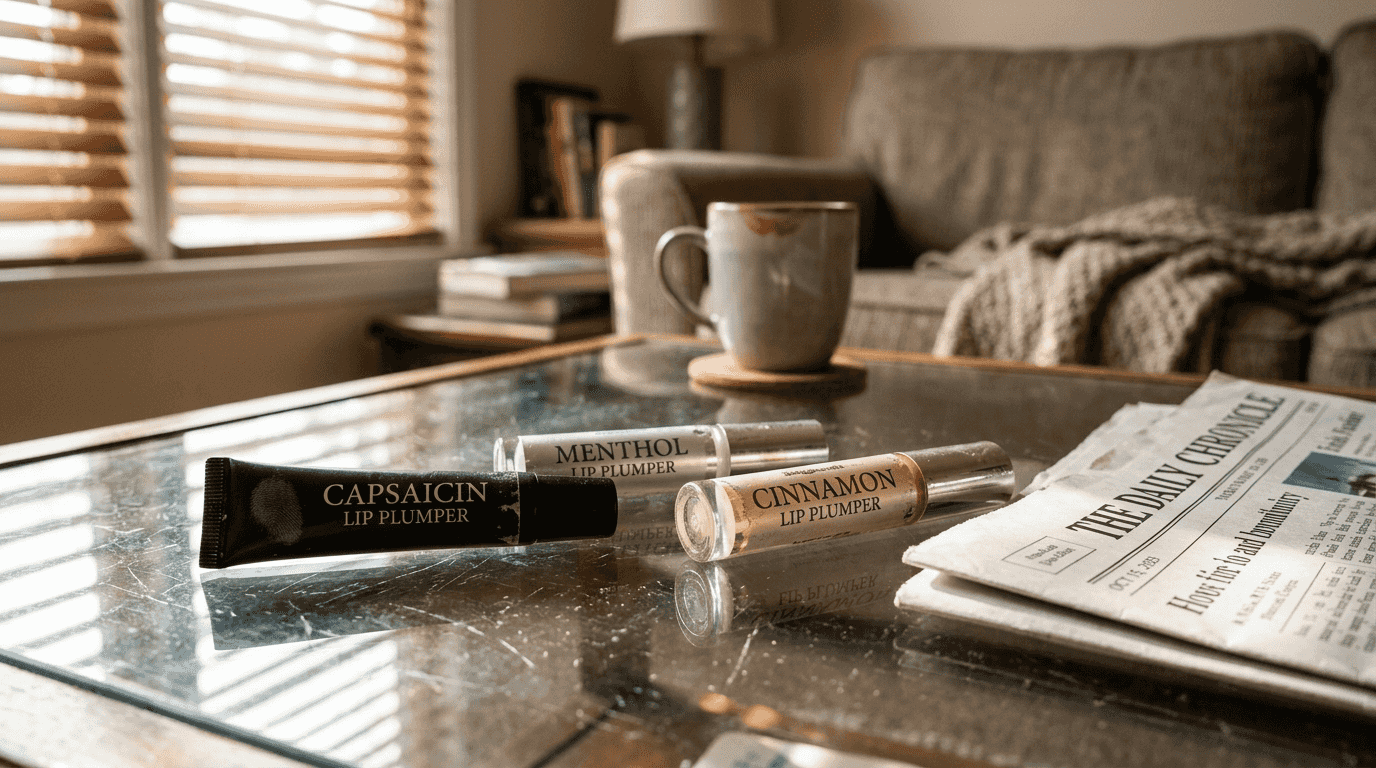 Lip plumper tubes showing key ingredients