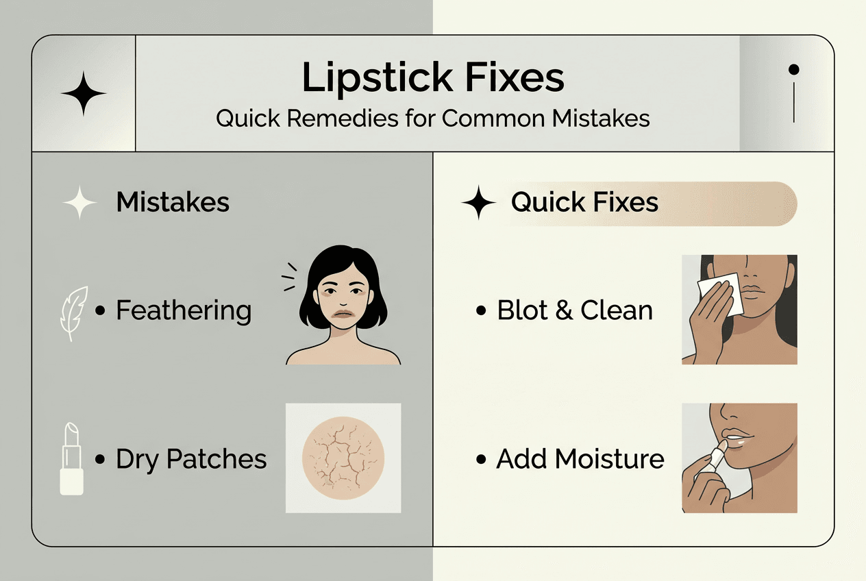 Infographic with lipstick mistake fixes