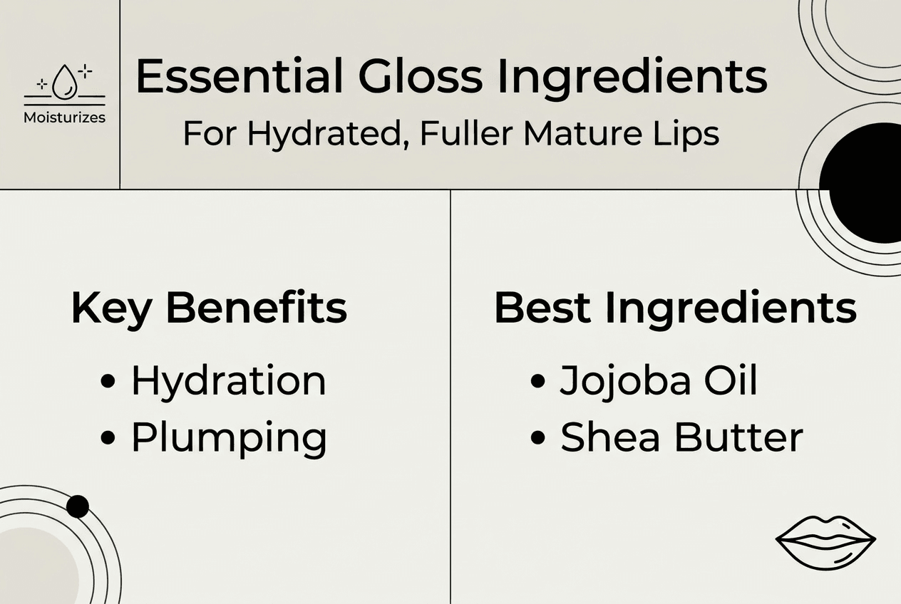 Infographic on gloss ingredients for mature lips