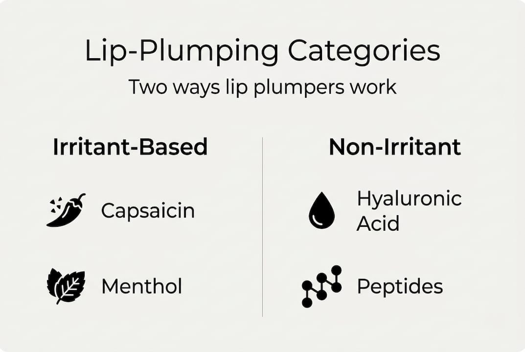 Infographic comparing irritant and non-irritant lip ingredients