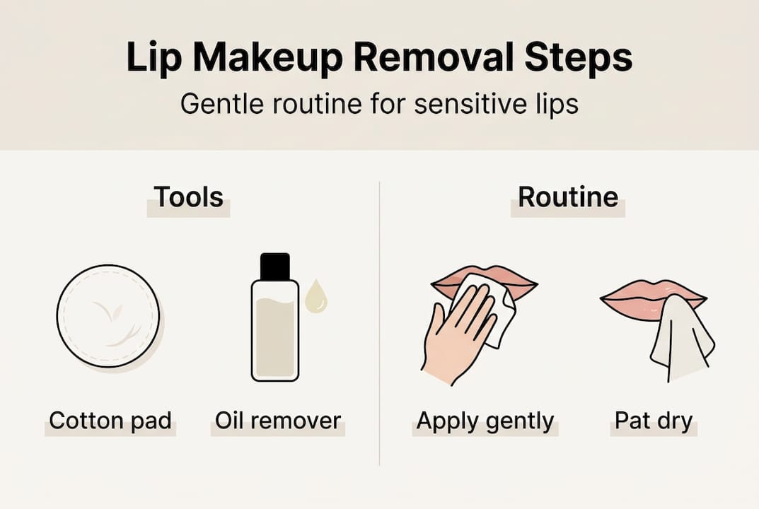 Infographic gentle lip makeup removal steps