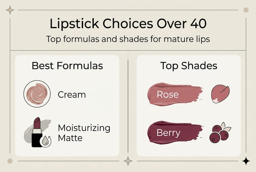 Infographic of top lipstick choices for mature skin