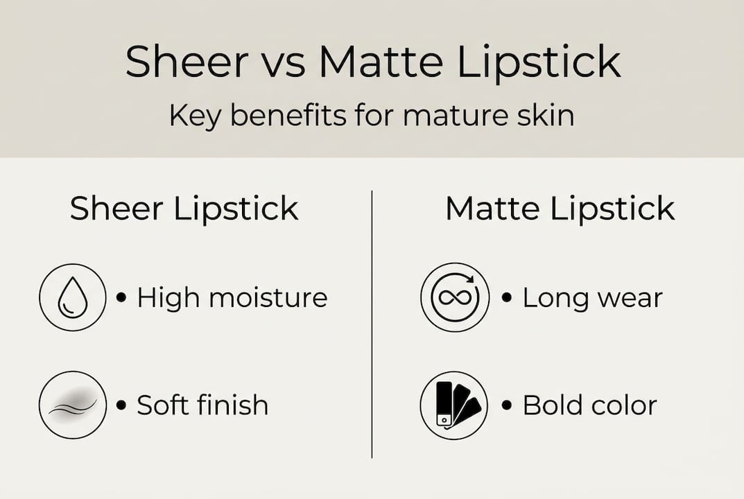 Infographic comparing sheer and matte lipstick