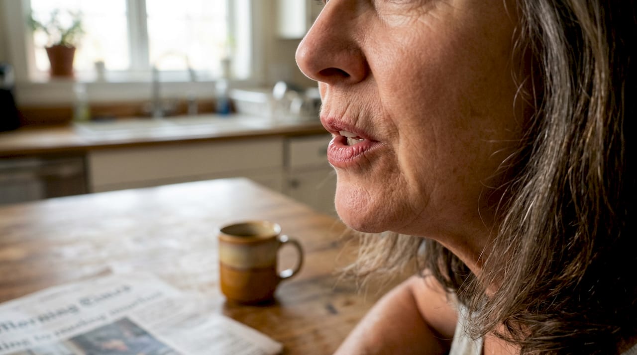 Detailed view mature lips with age