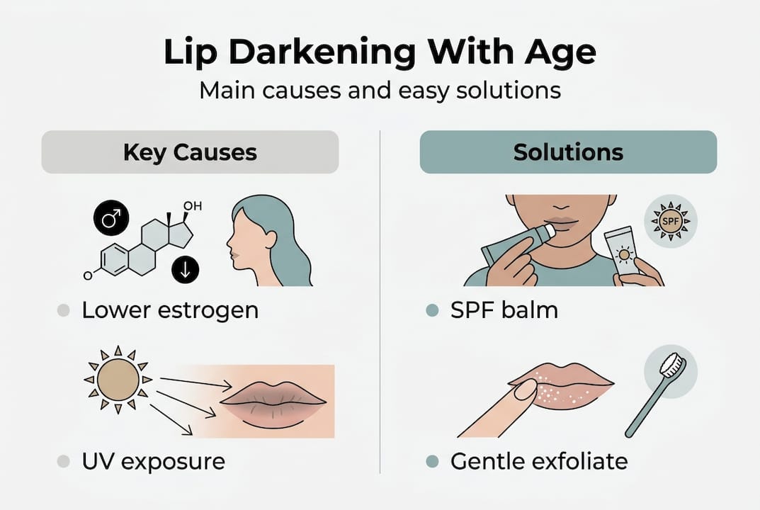 Infographic with lip darkening causes and solutions