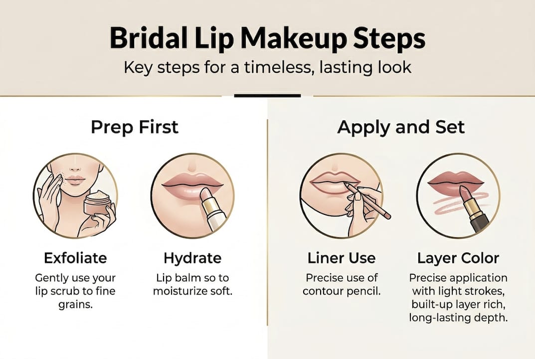 Infographic showing bridal lip makeup process