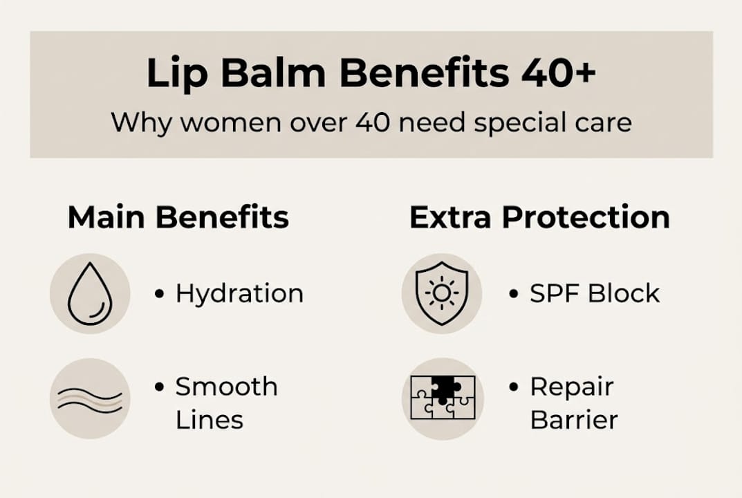 Lip balm benefits infographic for women over 40